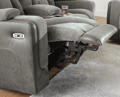 Mixed Motion Shadow Power Reclining Loveseat with Console from Ashley Furniture - Luna Furniture