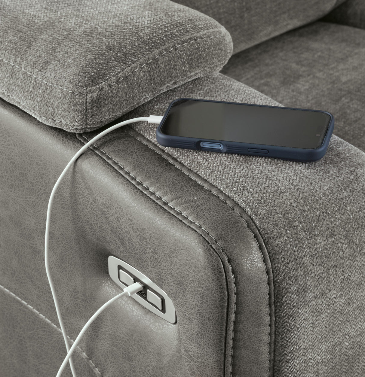 Mixed Motion Shadow Power Reclining Loveseat with Console from Ashley Furniture - Luna Furniture