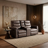 Metric Brown Double Glider Reclining Loveseat with Center Console from Homelegance - Luna Furniture