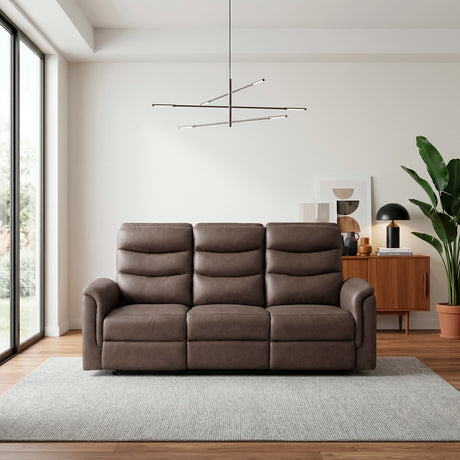 Metric Brown Double Reclining Sofa with Drop-down Cup Holders from Homelegance - Luna Furniture