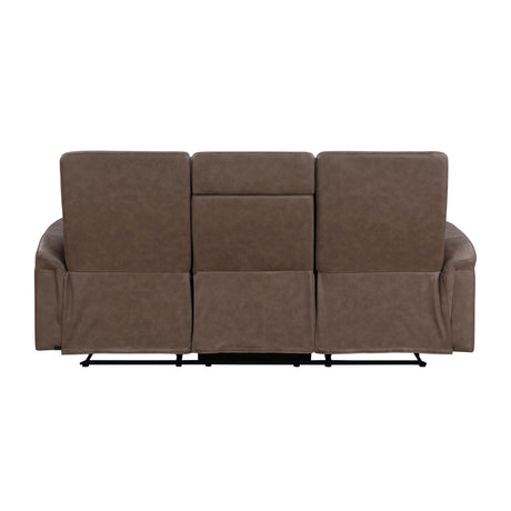 Metric Brown Double Reclining Sofa with Drop-down Cup Holders from Homelegance - Luna Furniture