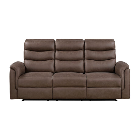 Metric Brown Double Reclining Sofa with Drop-down Cup Holders from Homelegance - Luna Furniture
