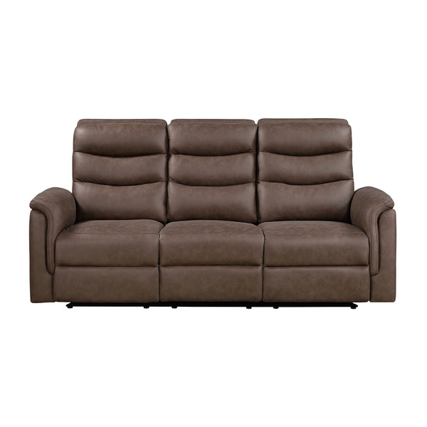 Metric Brown Double Reclining Sofa with Drop-down Cup Holders