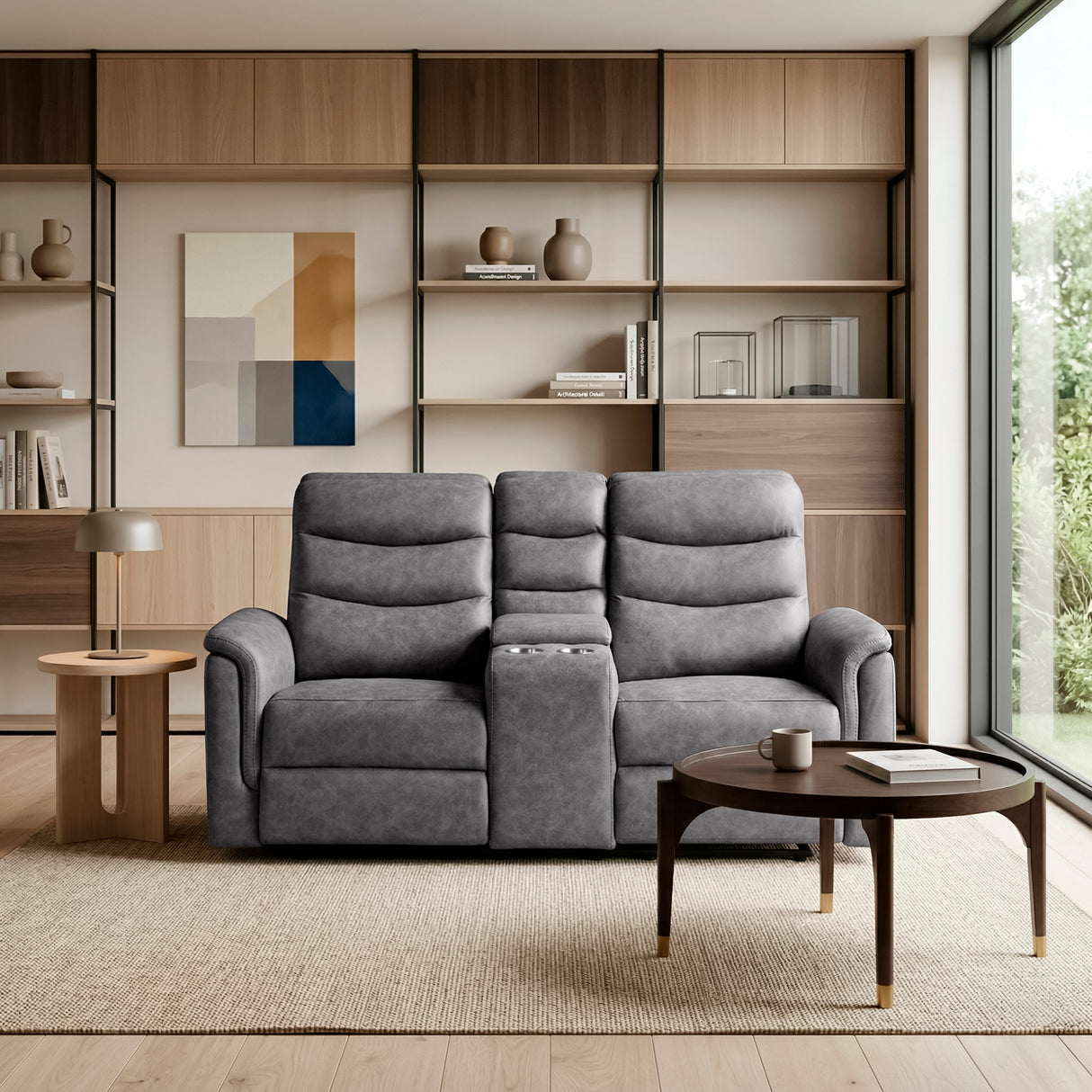 Metric Gray Double Glider Reclining Loveseat with Center Console from Homelegance - Luna Furniture