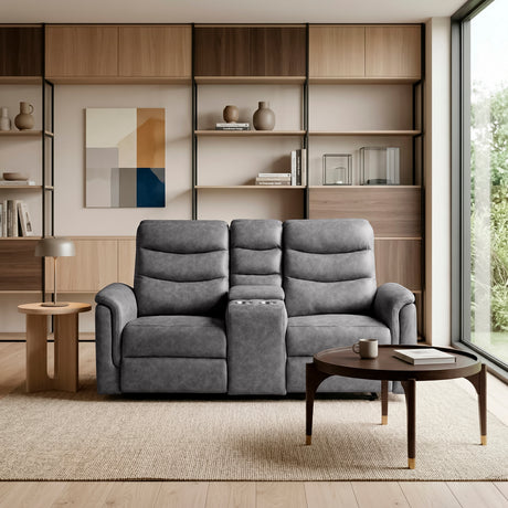 Metric Gray Double Glider Reclining Loveseat with Center Console from Homelegance - Luna Furniture