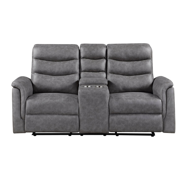 Metric Gray Double Glider Reclining Loveseat with Center Console