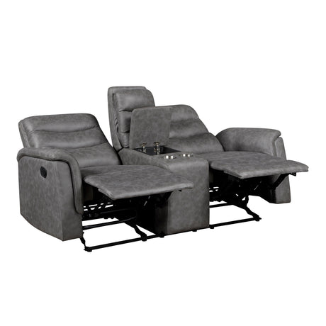 Metric Gray Double Glider Reclining Loveseat with Center Console from Homelegance - Luna Furniture