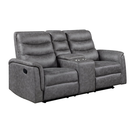 Metric Gray Double Reclining Sofa with Drop-down Cup Holders from Homelegance - Luna Furniture
