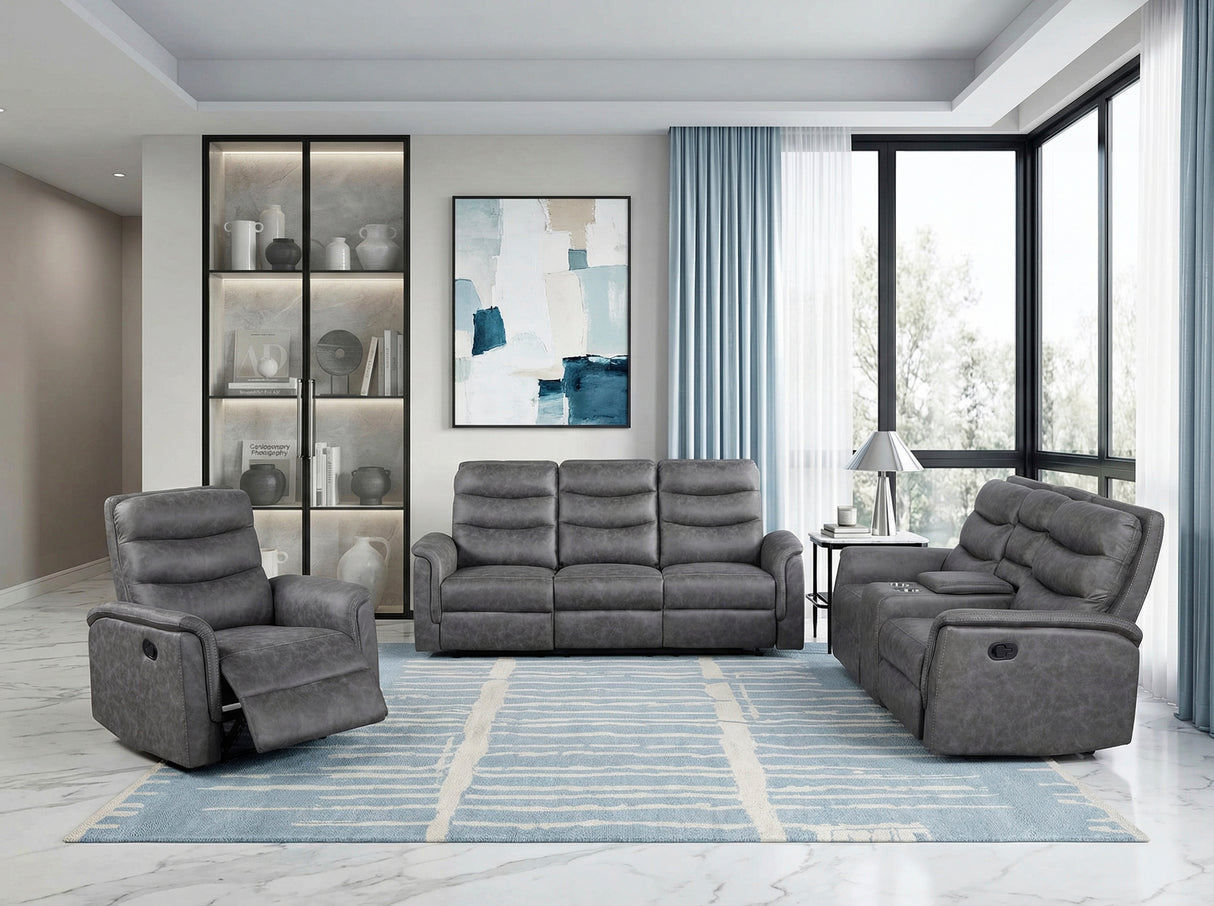Metric Gray Double Glider Reclining Loveseat with Center Console from Homelegance - Luna Furniture