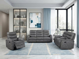 Metric Gray Double Glider Reclining Loveseat with Center Console from Homelegance - Luna Furniture