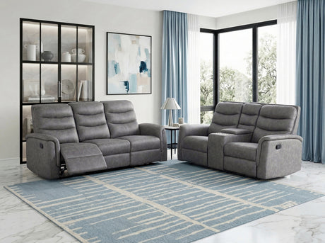 Metric Gray Double Glider Reclining Loveseat with Center Console from Homelegance - Luna Furniture