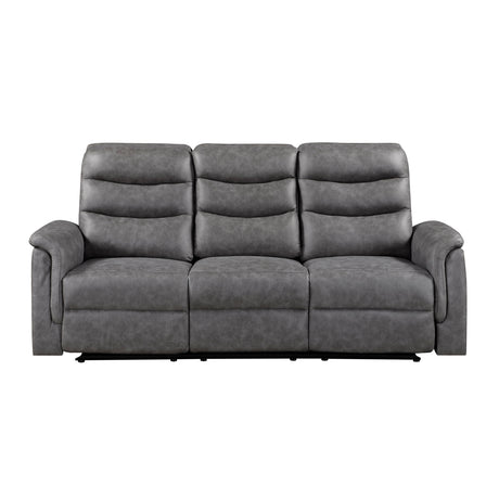 Metric Gray Double Reclining Sofa with Drop-down Cup Holders from Homelegance - Luna Furniture