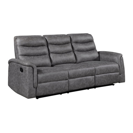 Metric Gray Double Reclining Sofa with Drop-down Cup Holders from Homelegance - Luna Furniture