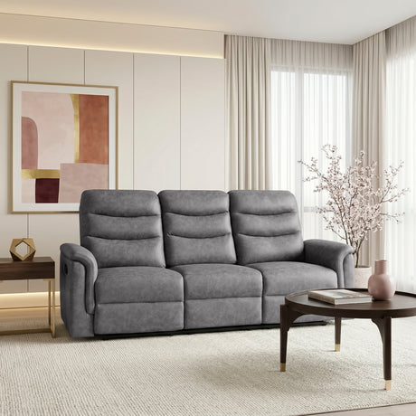 Metric Gray Double Reclining Sofa with Drop-down Cup Holders from Homelegance - Luna Furniture