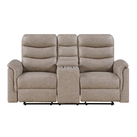 Metric Taupe Double Glider Reclining Loveseat with Center Console from Homelegance - Luna Furniture