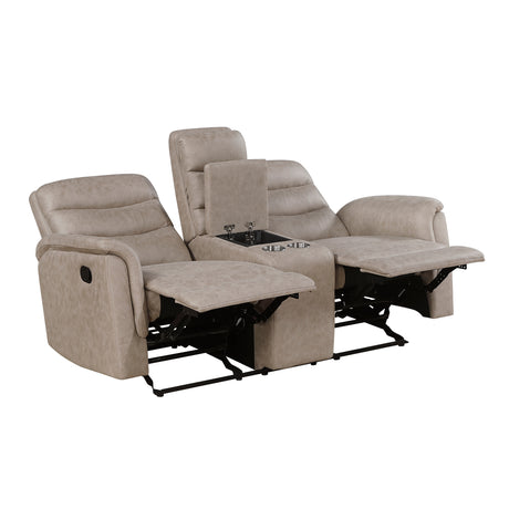 Metric Taupe Double Glider Reclining Loveseat with Center Console from Homelegance - Luna Furniture