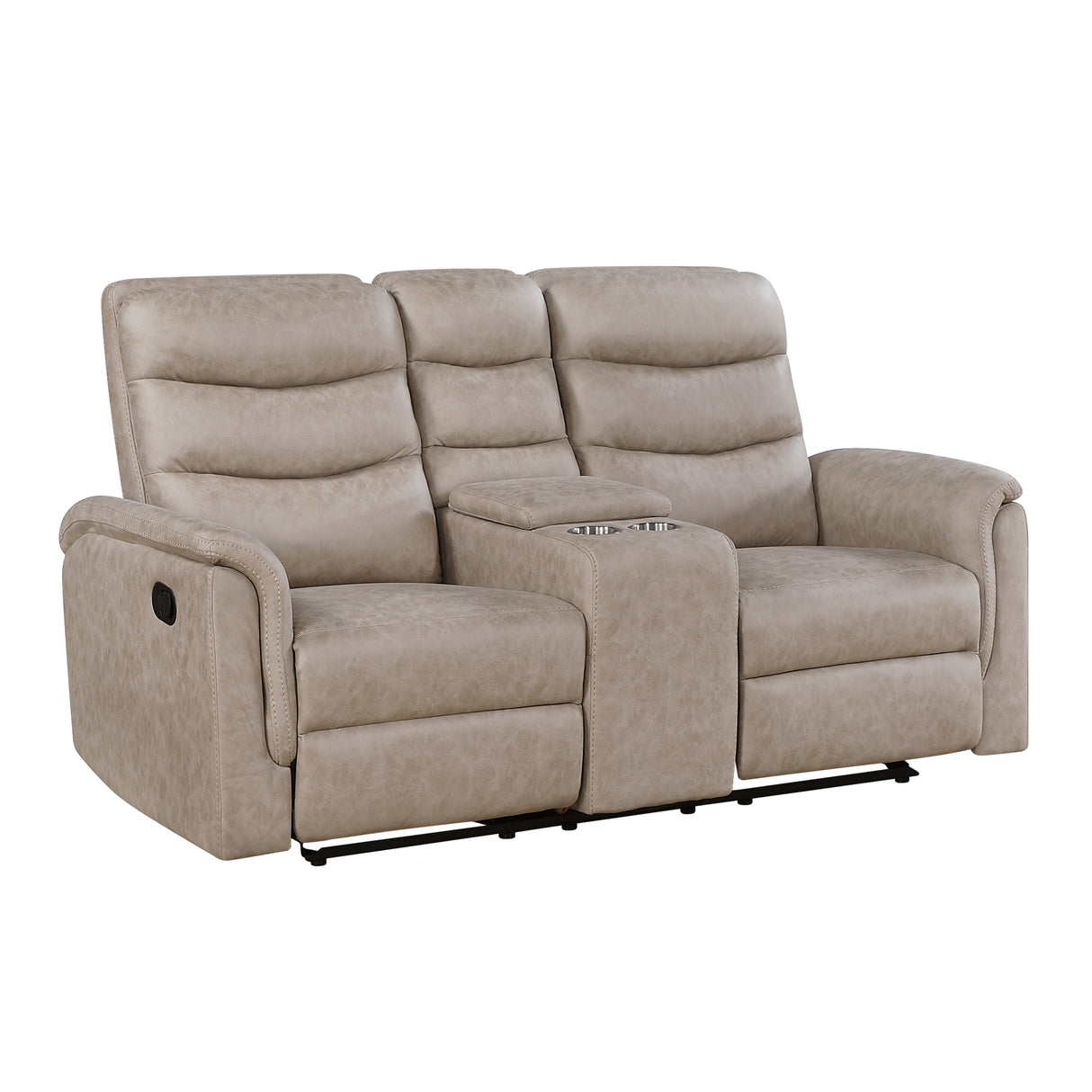 Metric Taupe Double Glider Reclining Loveseat with Center Console from Homelegance - Luna Furniture
