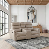 Metric Taupe Double Glider Reclining Loveseat with Center Console from Homelegance - Luna Furniture