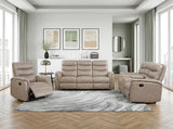 Equinox Brown Power Double Reclining Loveseat with Rounded Track Arms