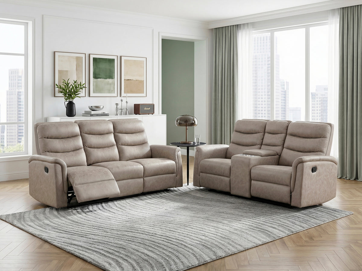 Equinox Brown Power Double Reclining Loveseat with Rounded Track Arms