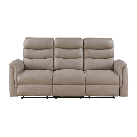 Metric Taupe Double Reclining Sofa with Drop-down Cup Holders from Homelegance - Luna Furniture