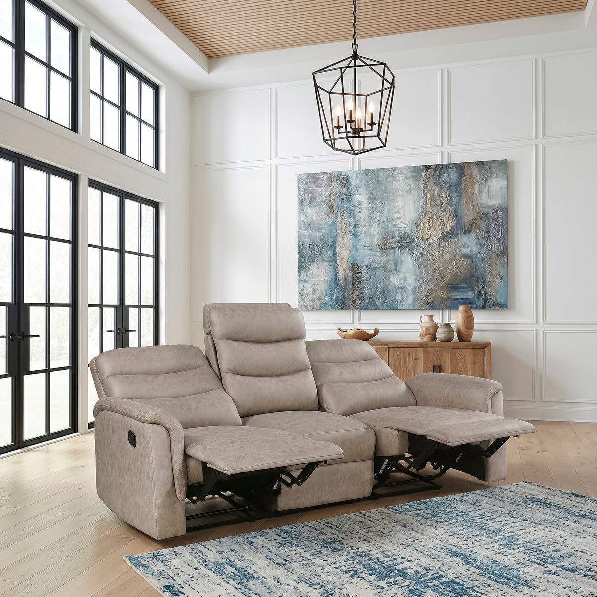 Equinox Brown Power Double Reclining Loveseat with Rounded Track Arms