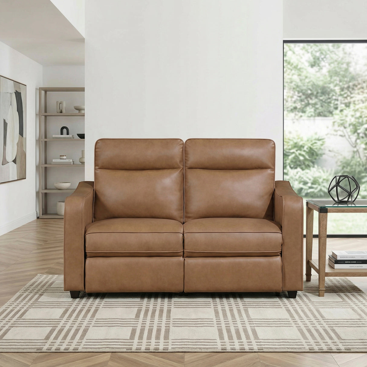 Equinox Brown Power Double Reclining Loveseat with Curved Track Arms