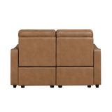 Equinox Brown Power Double Reclining Loveseat with Curved Track Arms
