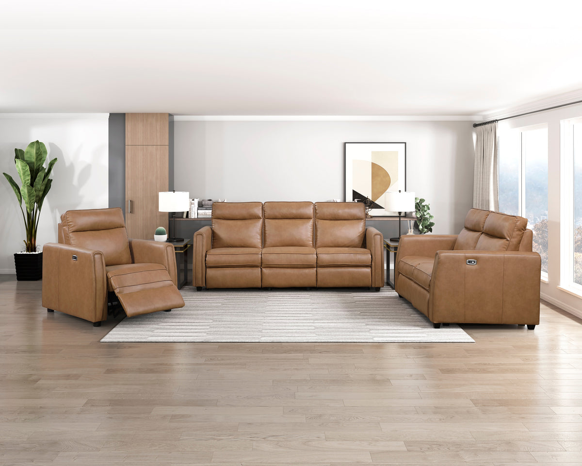 Equinox Brown Power Double Reclining Loveseat with Rounded Track Arms from Homelegance - Luna Furniture