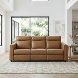 Equinox Brown Power Double Reclining Sofa with Rounded Track Arms