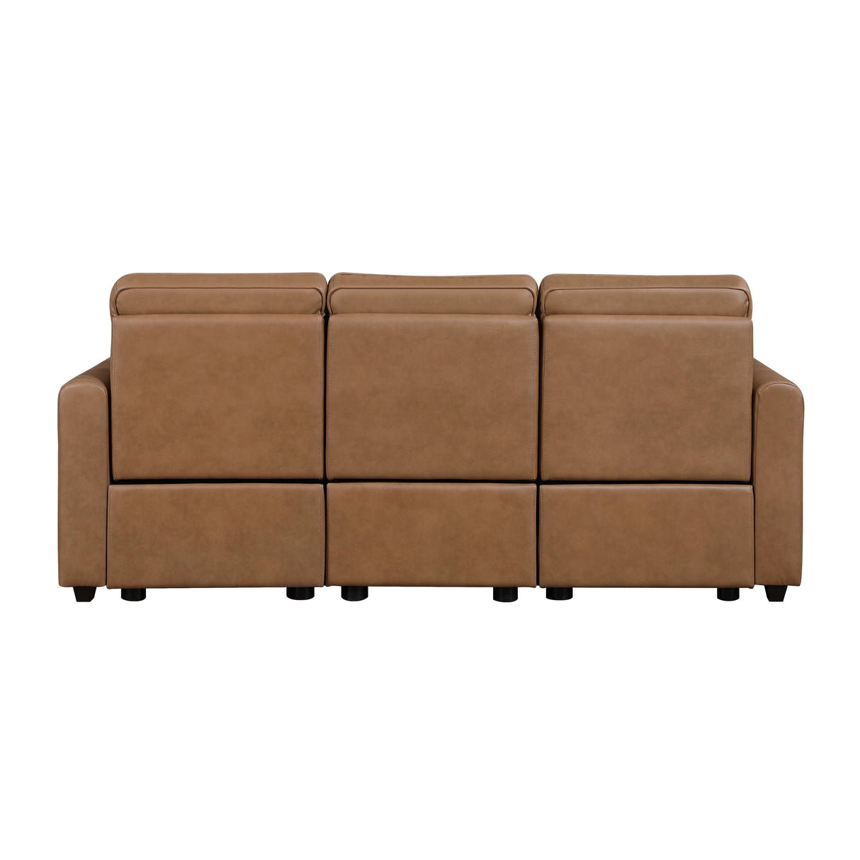 Equinox Brown Power Double Reclining Sofa with Rounded Track Arms