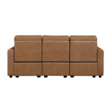 Equinox Brown Power Double Reclining Sofa with Rounded Track Arms