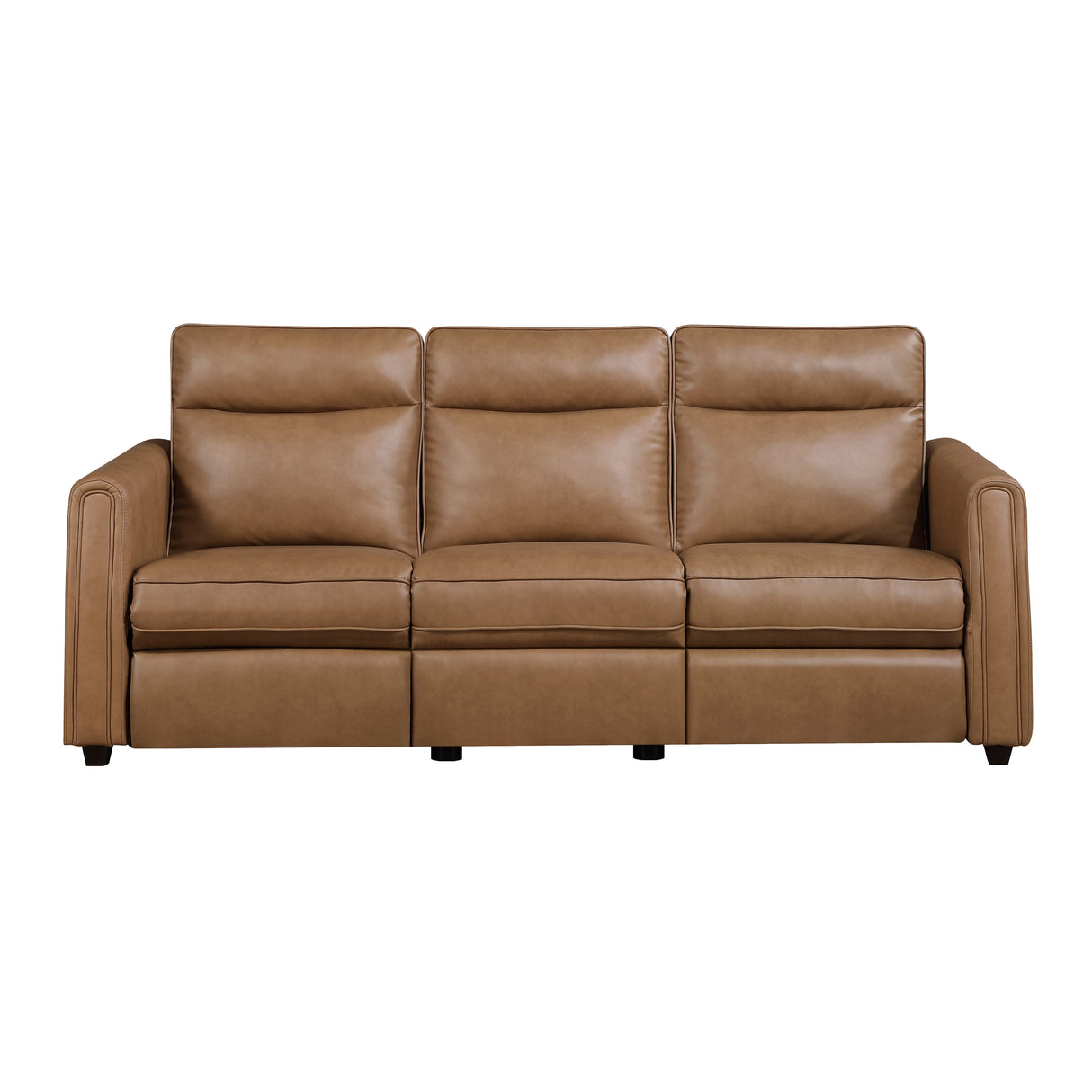 Equinox Brown Power Double Reclining Sofa with Rounded Track Arms