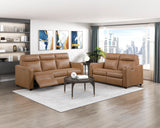 Equinox Brown Power Double Reclining Loveseat with Curved Track Arms