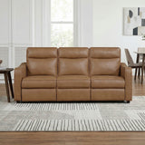 Equinox Brown Power Double Reclining Sofa with Curved Track Arms