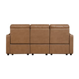 Equinox Brown Power Double Reclining Sofa with Curved Track Arms