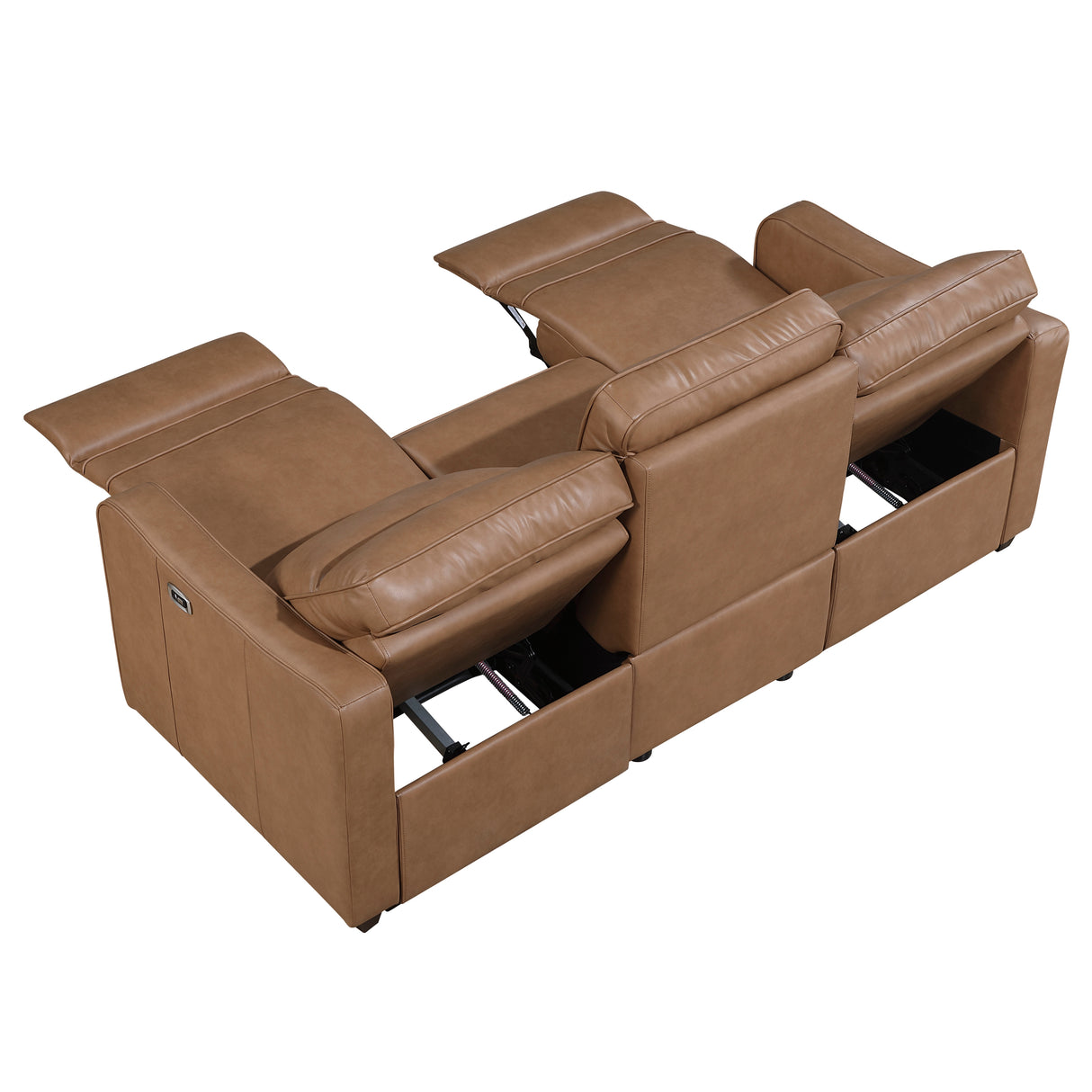 Equinox Brown Power Double Reclining Sofa with Curved Track Arms