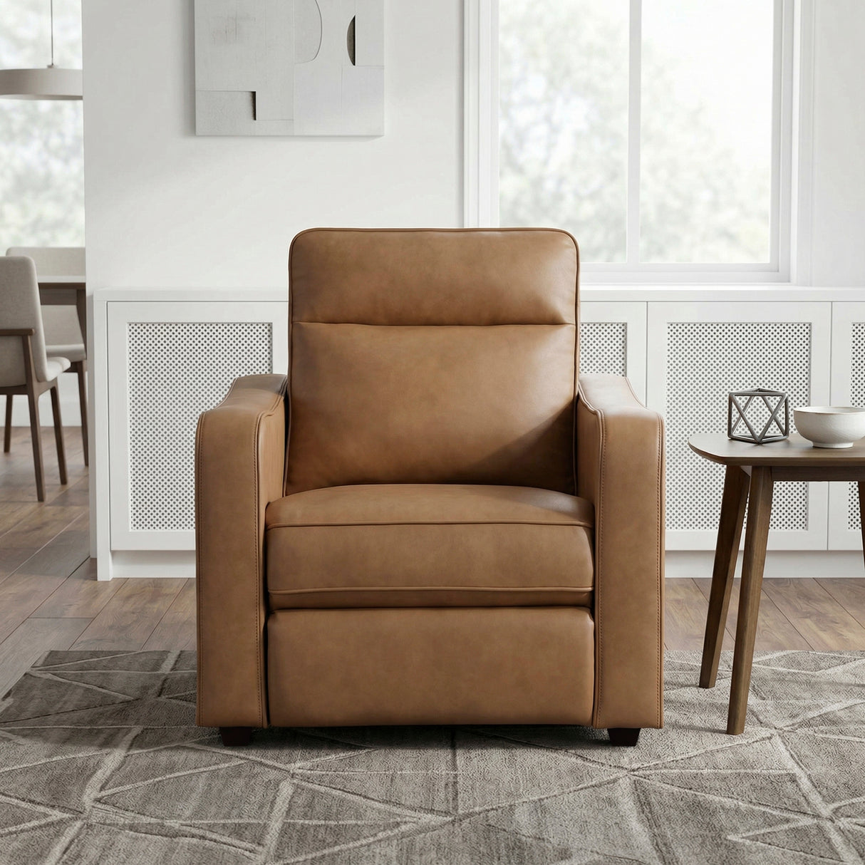 Equinox Brown Power Reclining Chair with Curved Track Arms