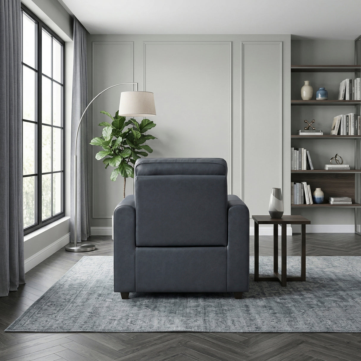 8368NVY-A1PW Power Reclining Chair with Rounded Track Arms from Homelegance - Luna Furniture