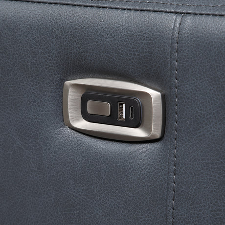 Equinox Navy Power Double Reclining Sofa with Rounded Track Arms from Homelegance - Luna Furniture
