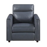 Equinox Navy Power Reclining Chair with Rounded Track Arms