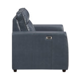 Equinox Navy Power Reclining Chair with Rounded Track Arms