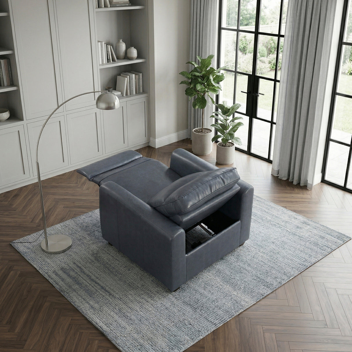 8368NVY-A1PW Power Reclining Chair with Rounded Track Arms from Homelegance - Luna Furniture