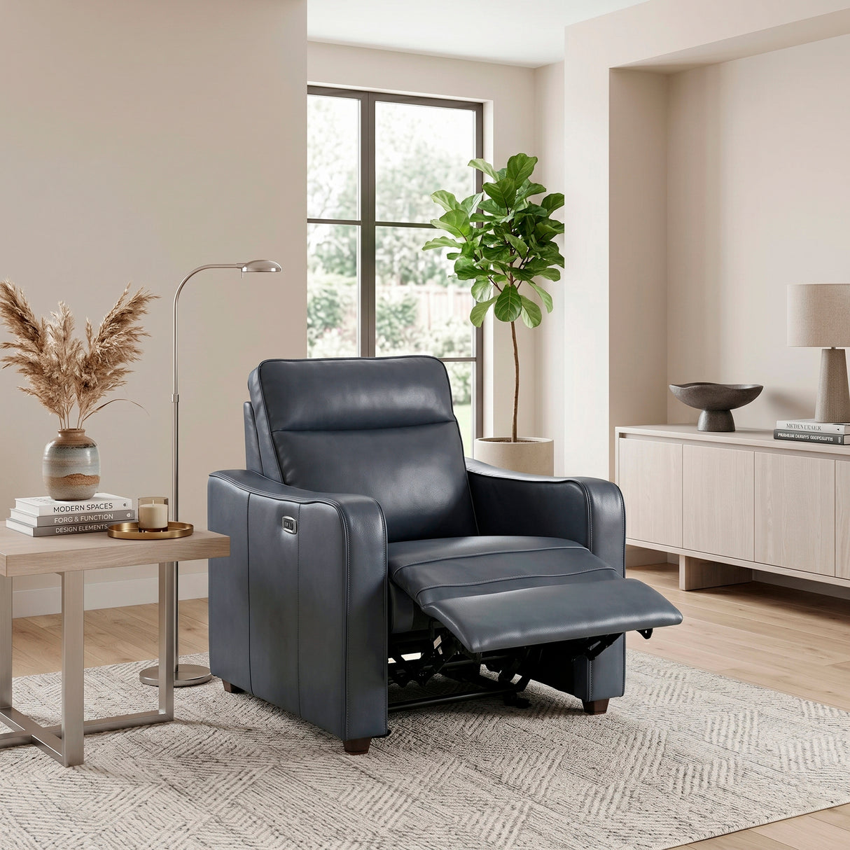 8368NVY-A2PW Power Reclining Chair with Curved Track Arms from Homelegance - Luna Furniture