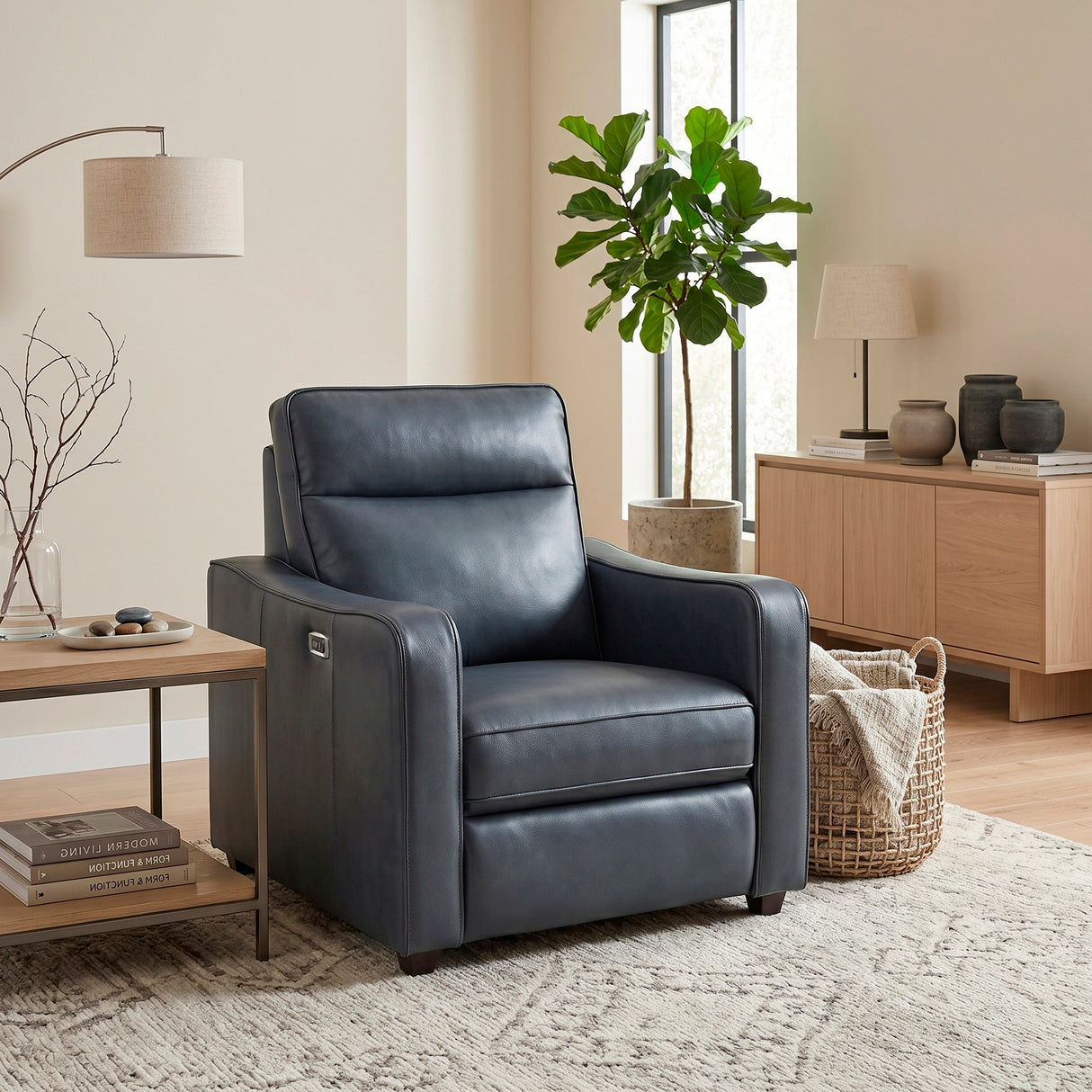 8368NVY-A2PW Power Reclining Chair with Curved Track Arms from Homelegance - Luna Furniture