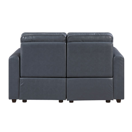 Equinox Navy Power Double Reclining Loveseat with Rounded Track Arms from Homelegance - Luna Furniture