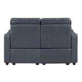 Equinox Navy Power Double Reclining Love Seat with Curved Track Arms