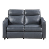 Equinox Navy Power Double Reclining Love Seat with Curved Track Arms