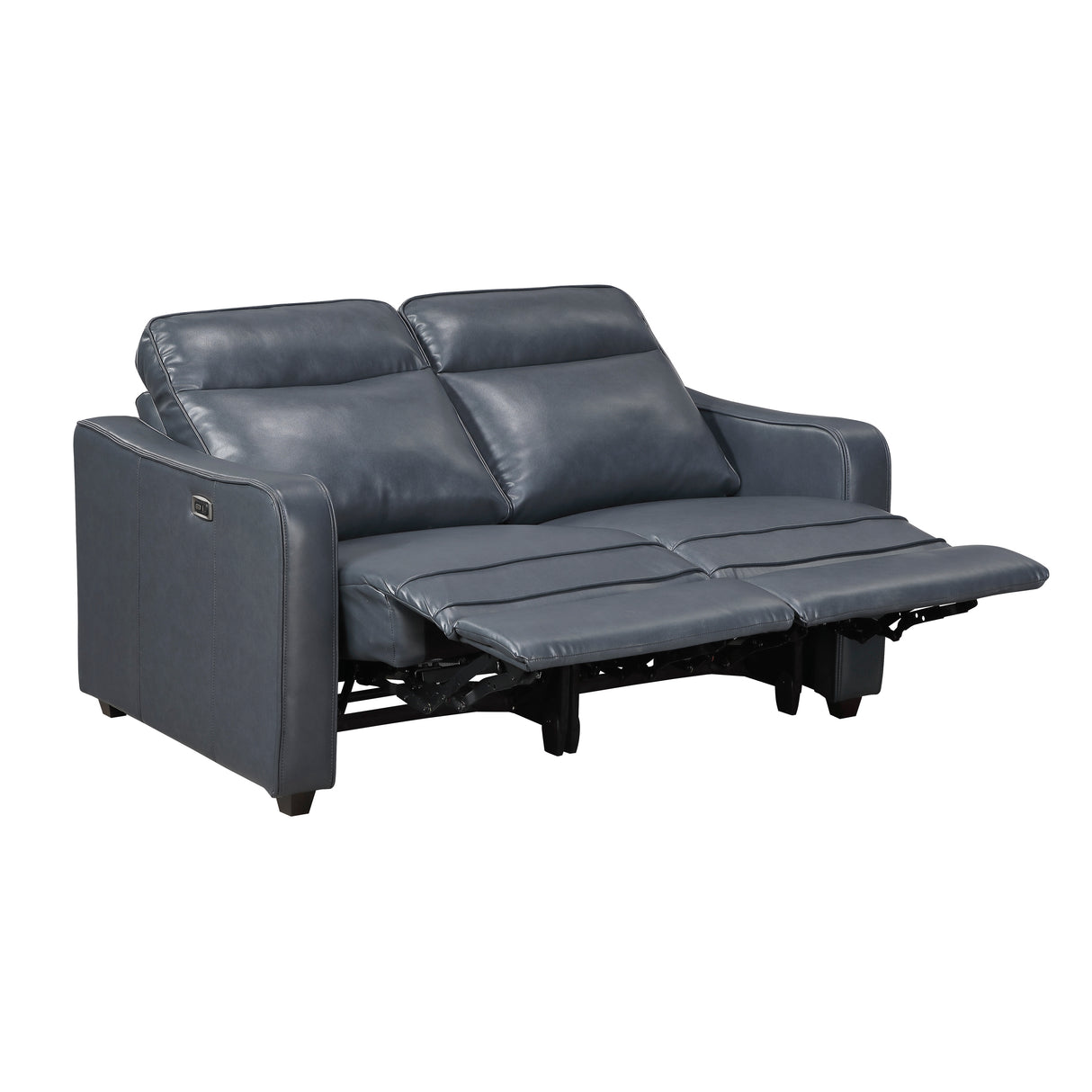 Equinox Navy Power Double Reclining Love Seat with Curved Track Arms