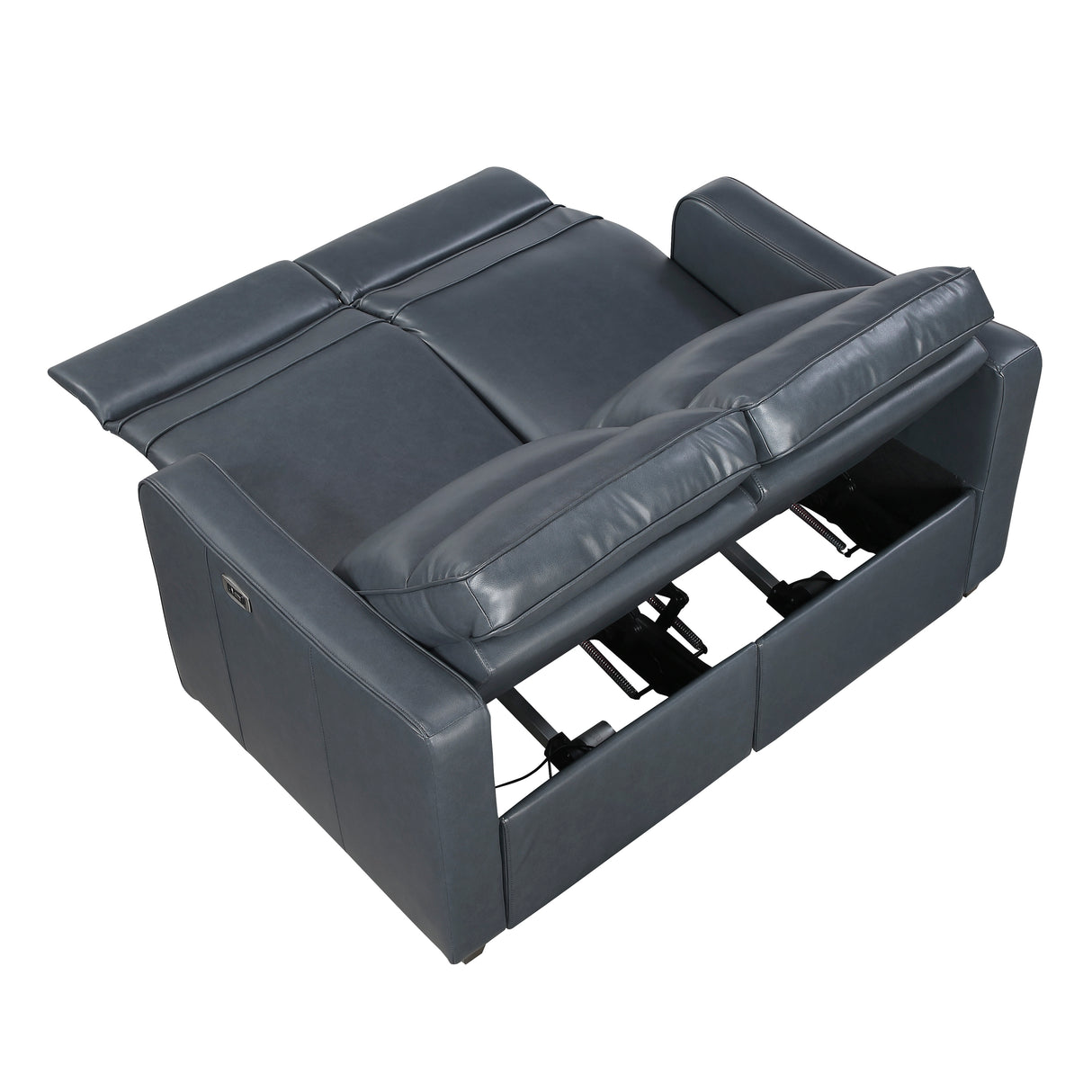 Equinox Navy Power Double Reclining Love Seat with Curved Track Arms